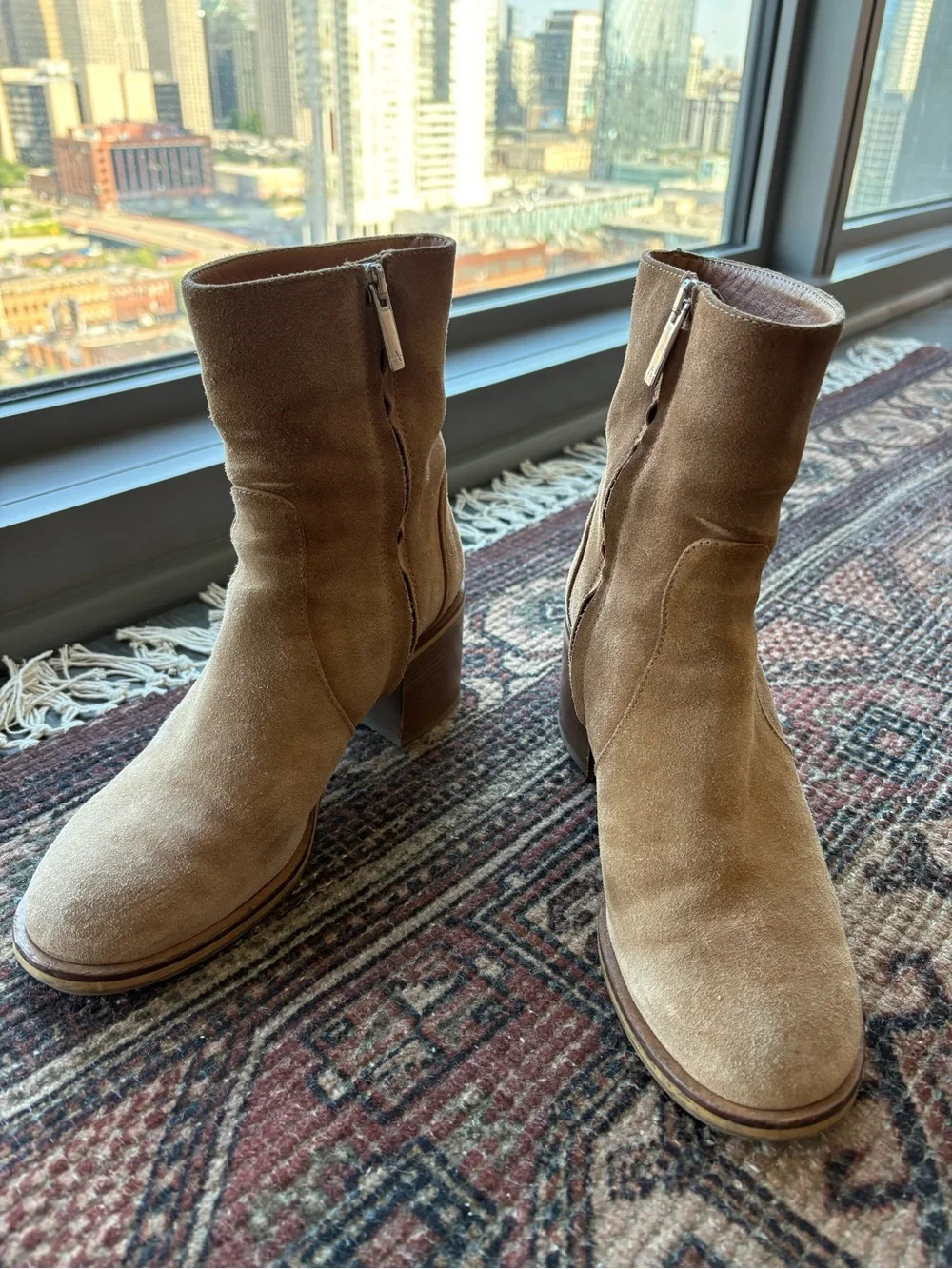 Aquatalia Janella Ankle Boot in Champagne Suede